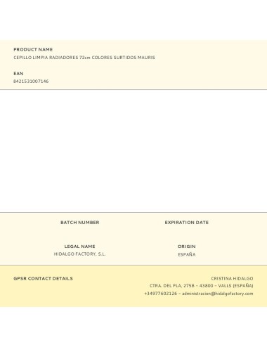 Cepillo limpia radiadores 72cm colores surtidos mauris