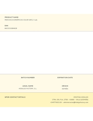 Perchas económicas color gris, 5 uds