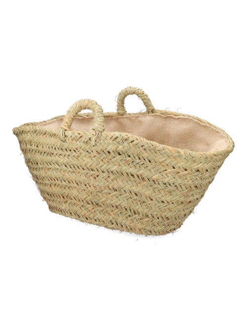 Cesta oval forrada para leñero de esparto 60 x 35 x 45 cm