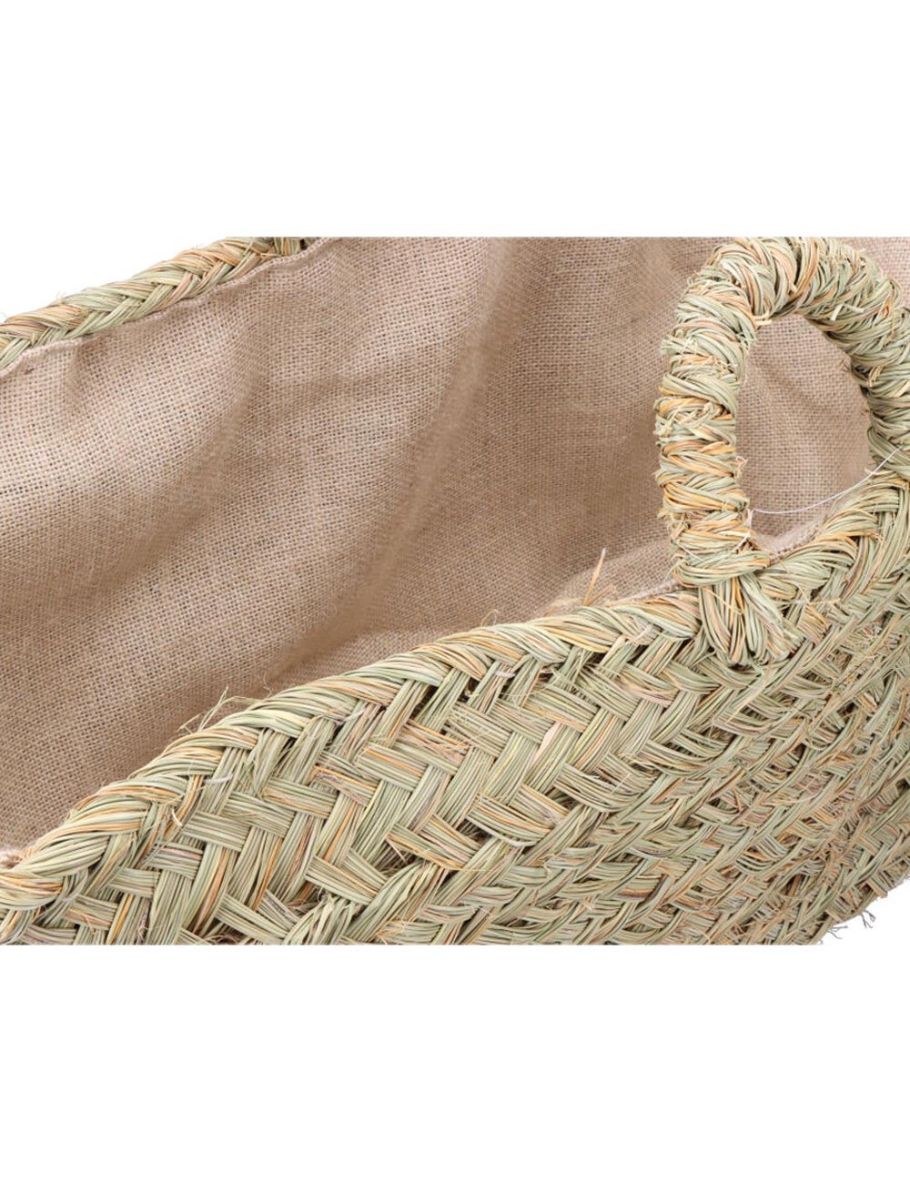 Cesta oval forrada para leñero de esparto 60 x 35 x 45 cm
