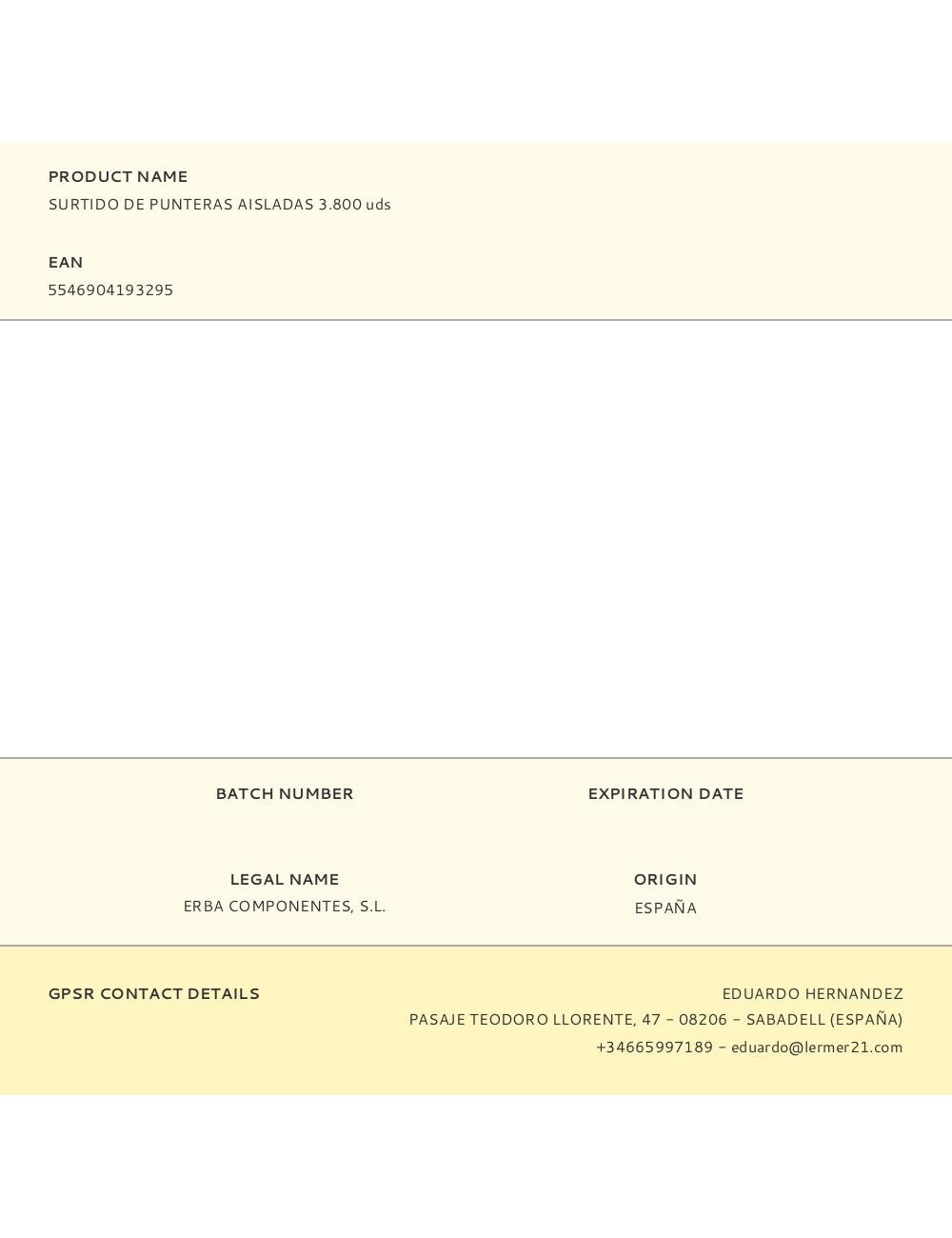 Puntera aislada, surtido de 3.800 uds