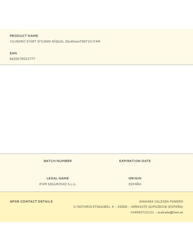 Cilindro start sts3040 níquel 30x40mm700710 ifam