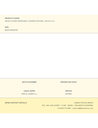 Navaja acero inoxidable / madera natural, hoja 5,2 cm