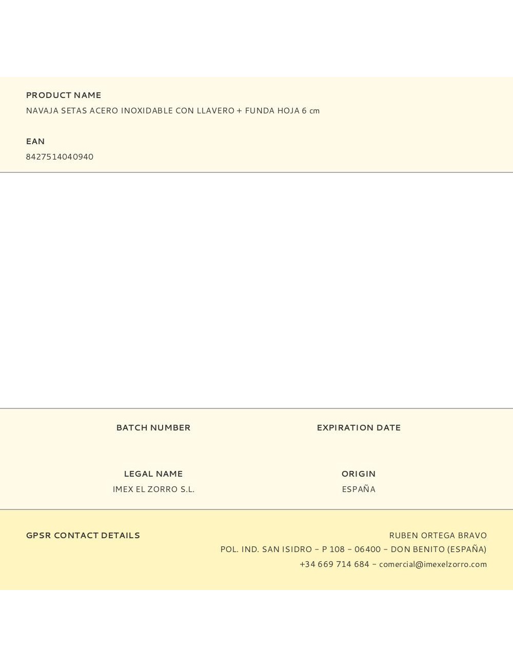 Navaja setas acero inoxidable con llavero + funda hoja 6 cm