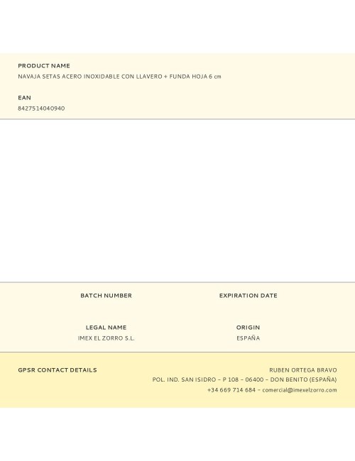 Navaja setas acero inoxidable con llavero + funda hoja 6 cm
