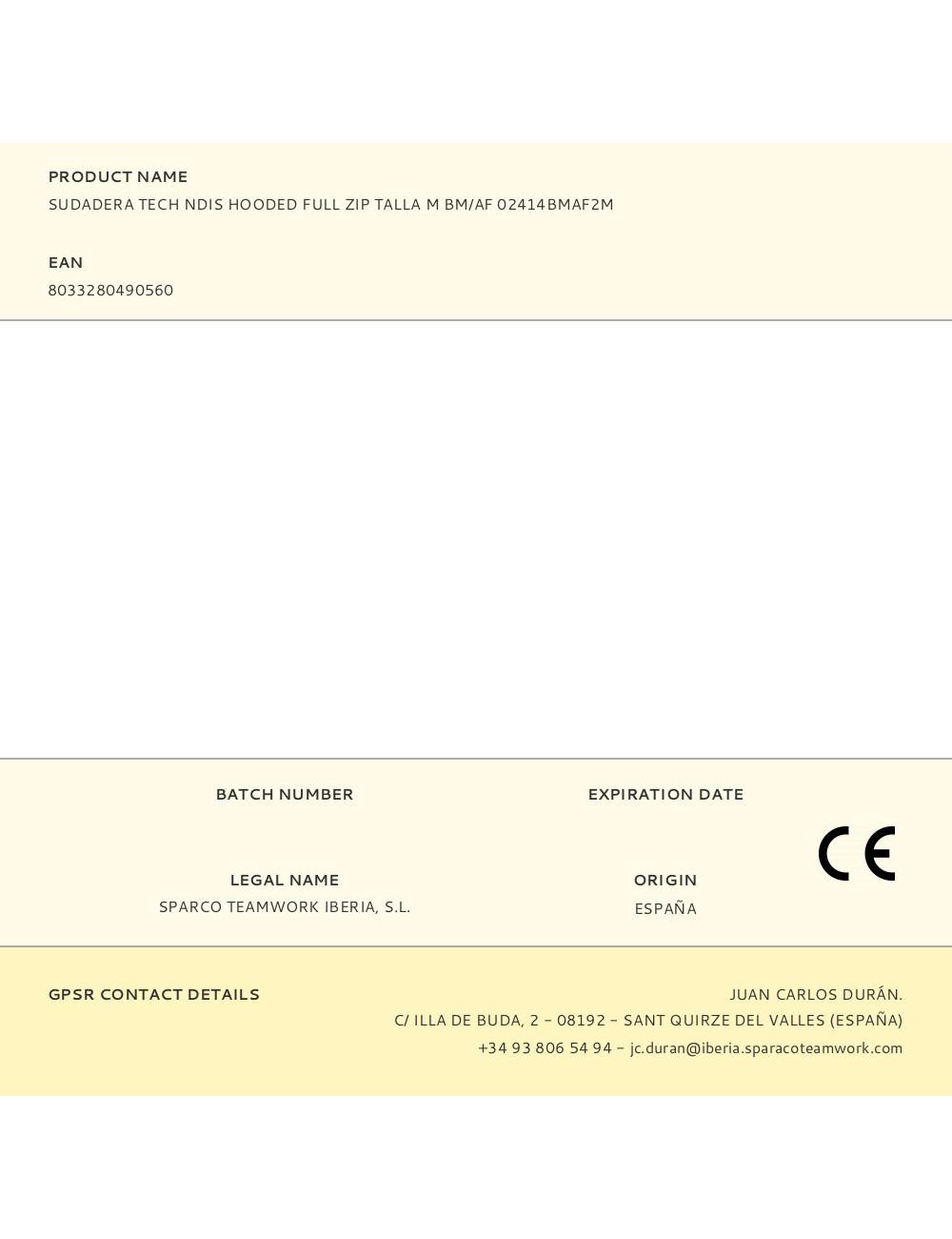 Sudadera tech ndis hooded full zip talla m bm/af 02414bmaf2m