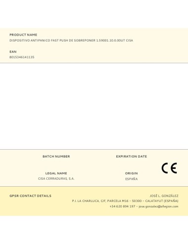 Dispositivo antipanico fast push de sobreponer 1.59001.10.0.00ut cisa