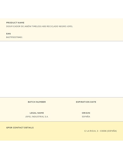 Dosificador de jabón timeless abs reciclado negro jofel