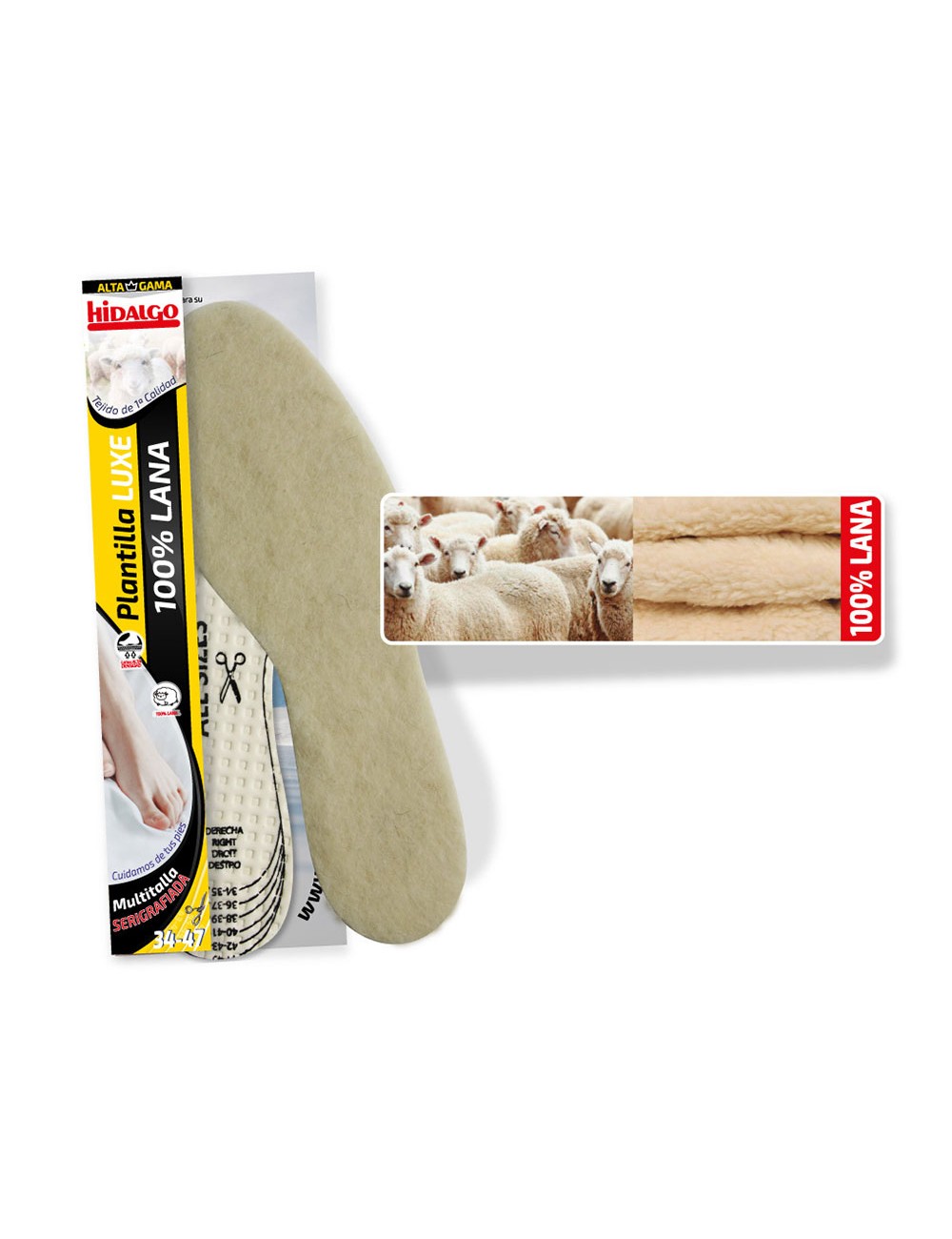 Plantilla para calzado borreguillo 100% lana recortable
