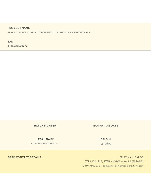 Plantilla para calzado borreguillo 100% lana recortable