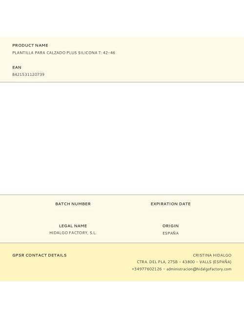 Plantilla para calzado plus silicona t: 42-46