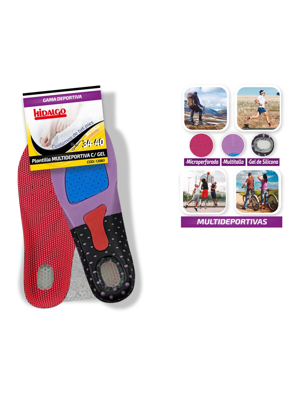 Plantilla para calzado multideportiva gel t: 34-40