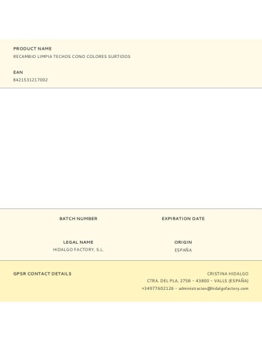 Recambio limpia techos cono colores surtidos