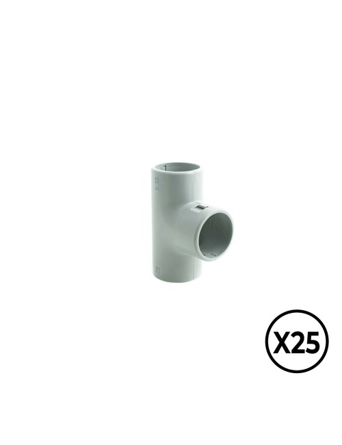 Manguito en t inspeccionable de pvc ø 20 mm, gris, 25 unidades
