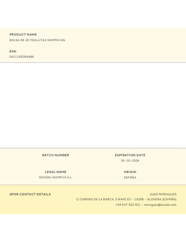 Bolsa de 20 toallitas swipex xxl