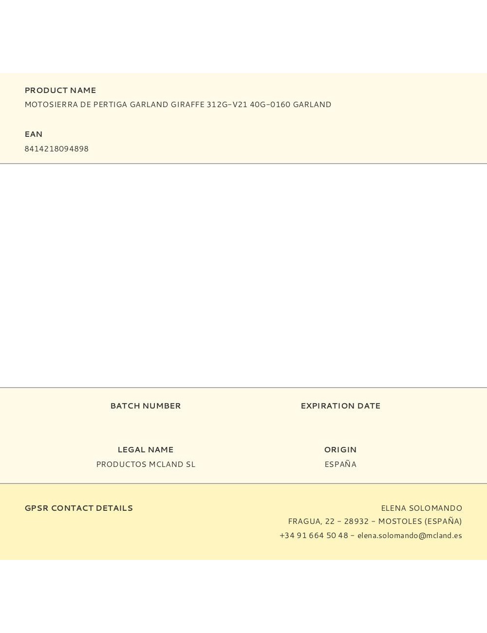 Motosierra de pertiga garland giraffe 312g-v21 40g-0160 garland