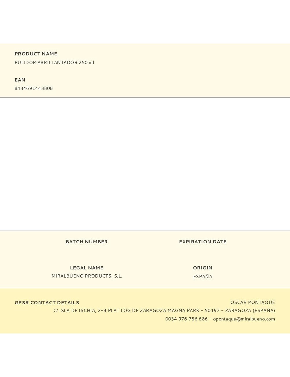 Pulidor abrillantador 250 ml