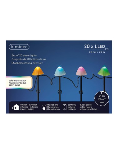 Estaca led con forma de seta multicolor con 8 funciones para exterior 491763