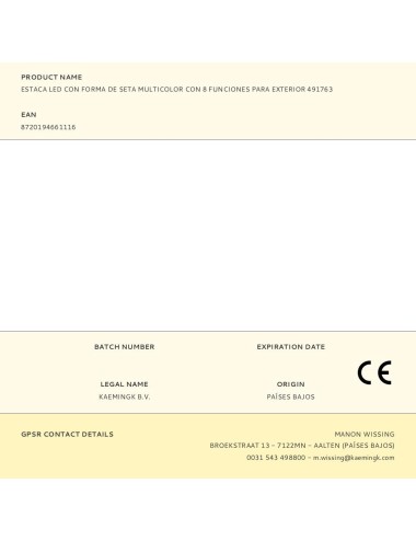 Estaca led con forma de seta multicolor con 8 funciones para exterior 491763