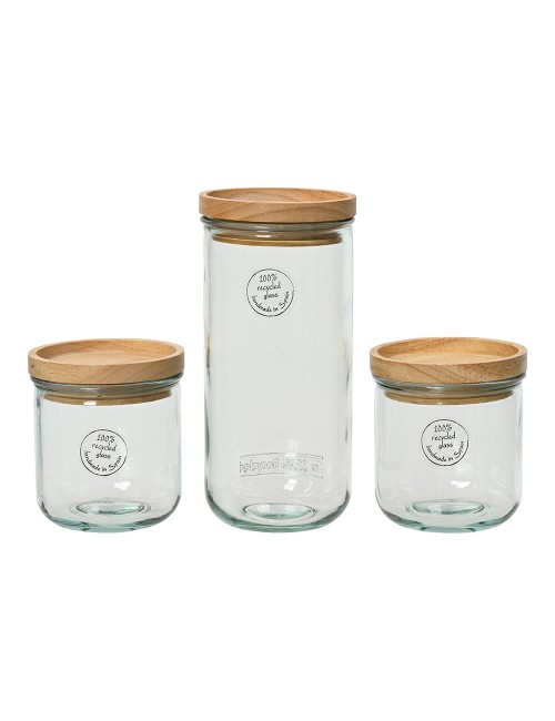 Tarros de almacenamiento de cristal reciclado, 3 uds
