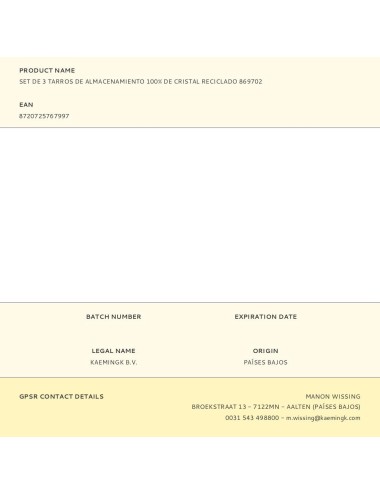 Tarros de almacenamiento de cristal reciclado, 3 uds