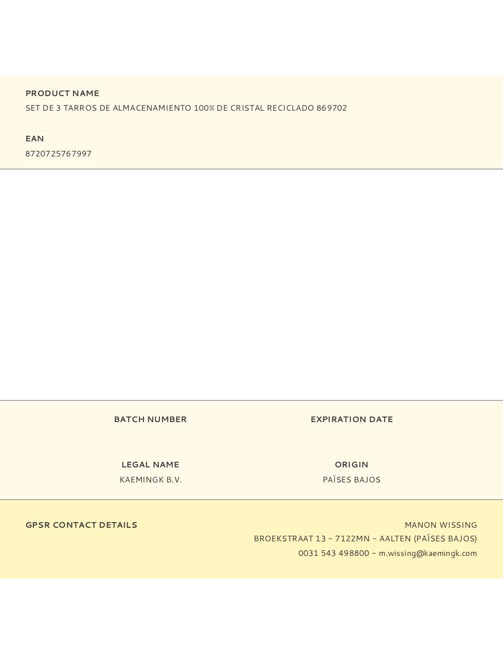 Tarros de almacenamiento de cristal reciclado, 3 uds