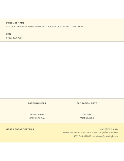 Tarros de almacenamiento de cristal reciclado, 3 uds