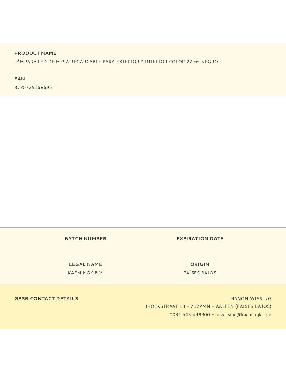 Lámpara led de mesa regarcable para exterior y interior color 27 cm negro