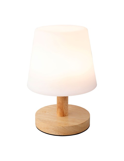 Lampara led de mesa para exterior y interior acabado en madera 22 cm