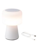 Lámpara led con altavoz bluetooth recargable para exterior y interior color blanco 22,5 cm