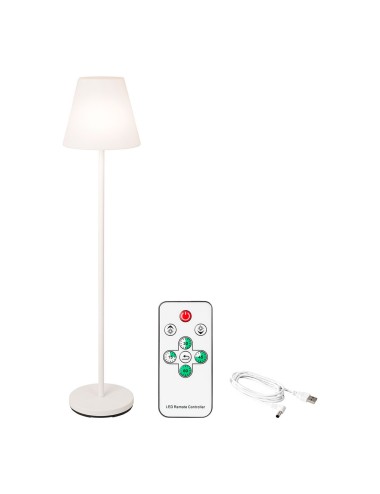 Lámpara de pie para exterior y interior recargable con mando a distancia color blanco 150 cm