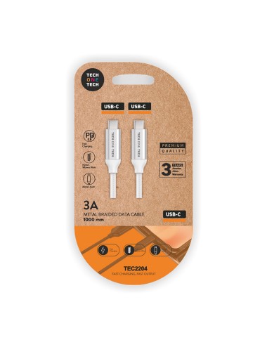Cable nylon usb-c a usb-c 1m blanco