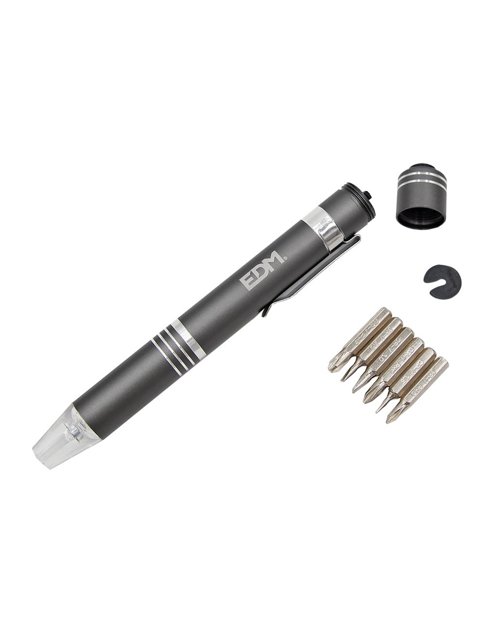 Linterna - destornillador con 6 puntas imantadas, colores surtidos