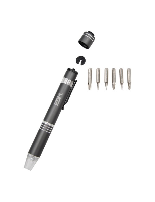 Linterna - destornillador con 6 puntas imantadas, colores surtidos