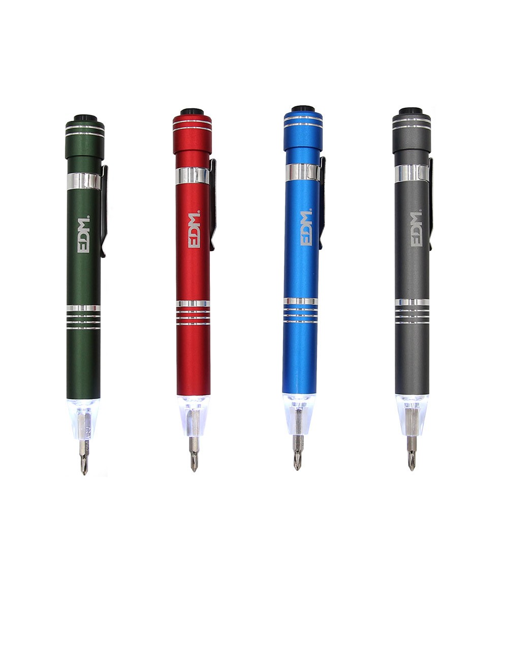 Linterna - destornillador con 6 puntas imantadas, colores surtidos