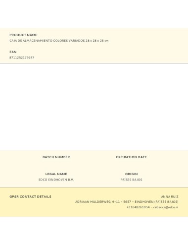 Caja de almacenamiento colores variados 28 x 28 x 28 cm