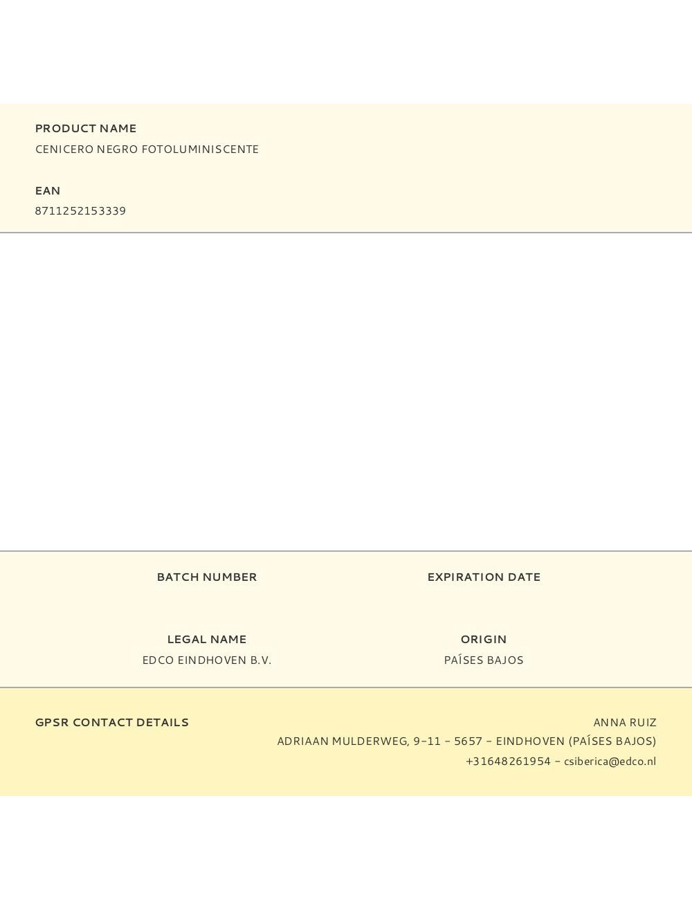 Cenicero negro fotoluminiscente