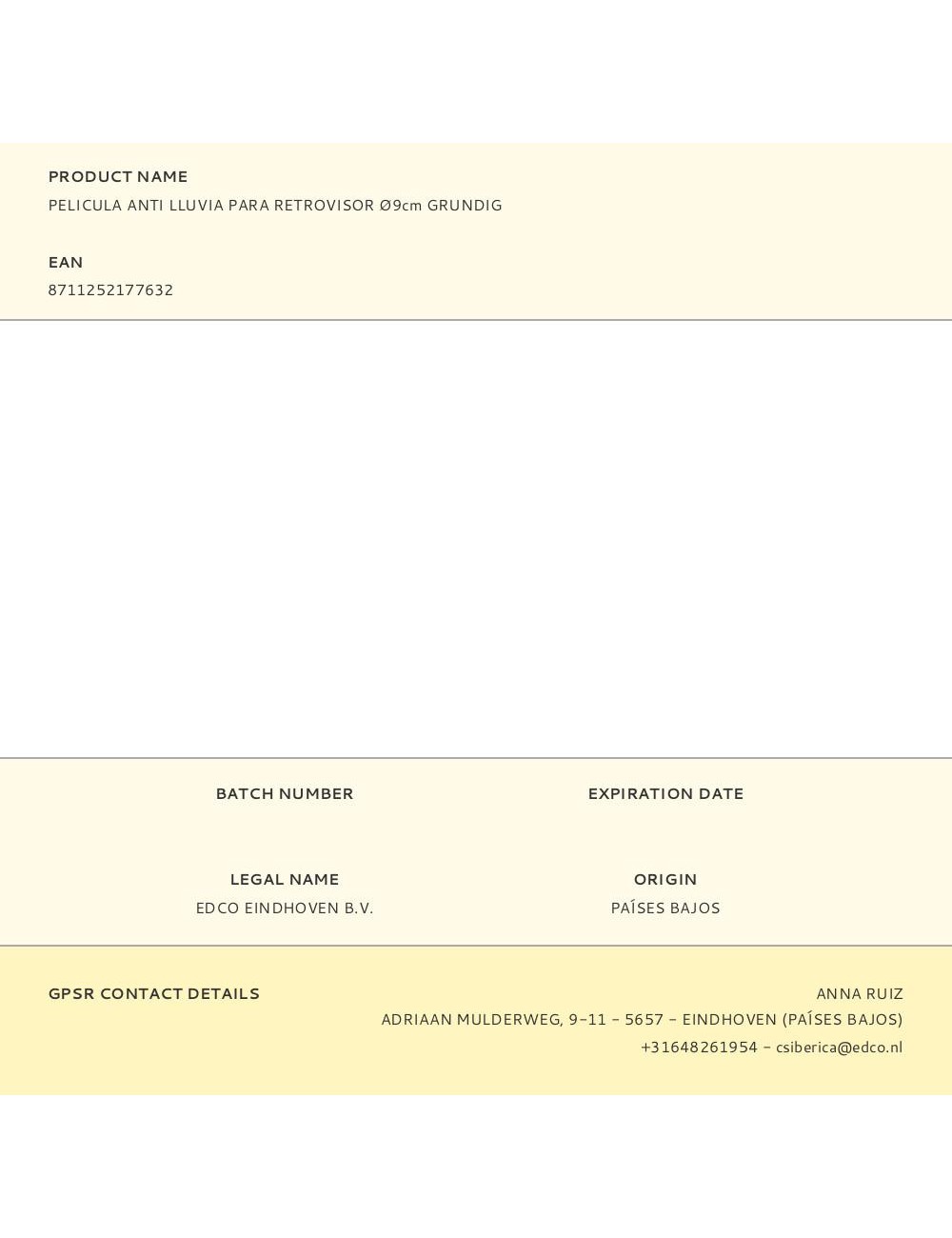 Pelicula anti lluvia para retrovisor ø9cm grundig