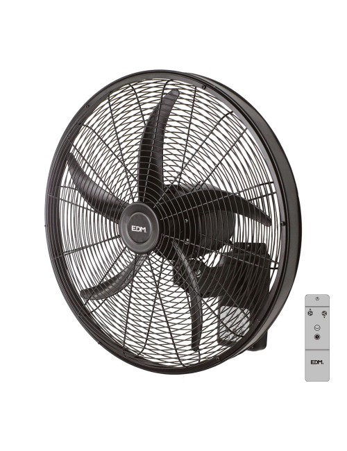Ventilador pared mando a distancia, negro, potencia 100 w 64,7 db aspas ø45 cm