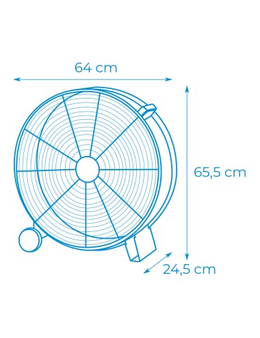 Ventilador industrial de suelo, con ruedas, negro 180 w 59,8 db ø65 cm
