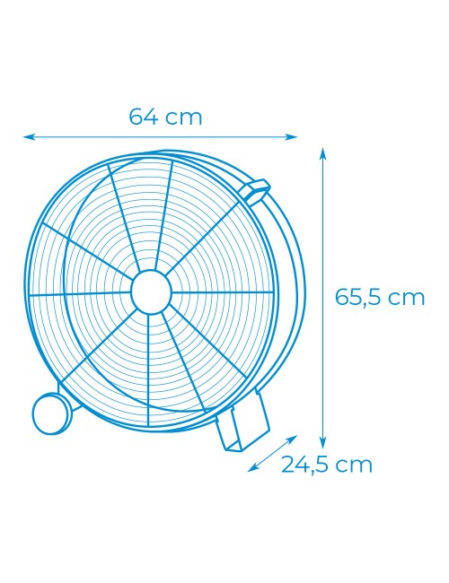 Ventilador industrial de suelo, con ruedas, negro 180 w 59,8 db ø65 cm