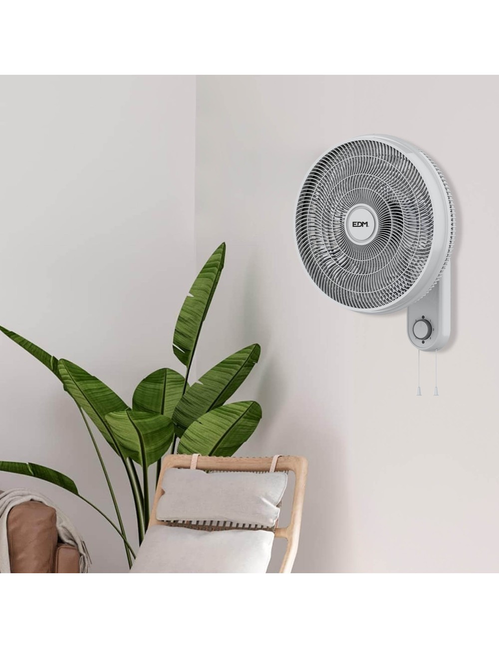 Ventilador pared blanco, potencia 55 w 57,24 db aspas ø40 cm