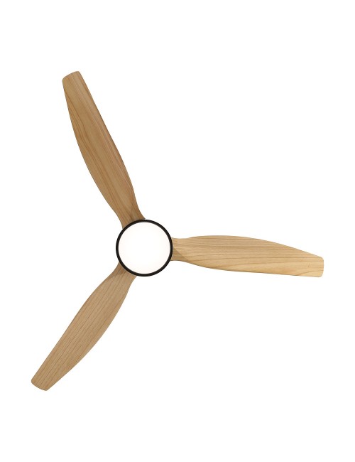 Ventilador de techo modelo kara con 3 aspas de madera ø132cm luz led 3000/4000/6000k, 3cct, potencia: 30 w , color negro