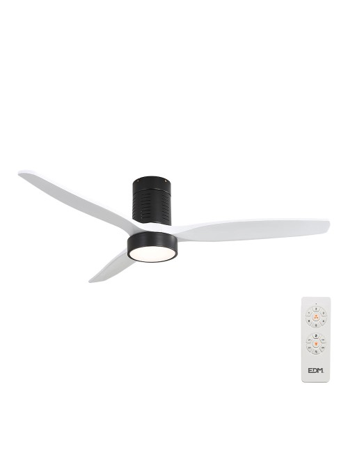 Ventilador de techo modelo kara con 3 aspas de madera ø132cm luz led 3000/4000/6000k, 3cct, potencia: 30 w , color blanco