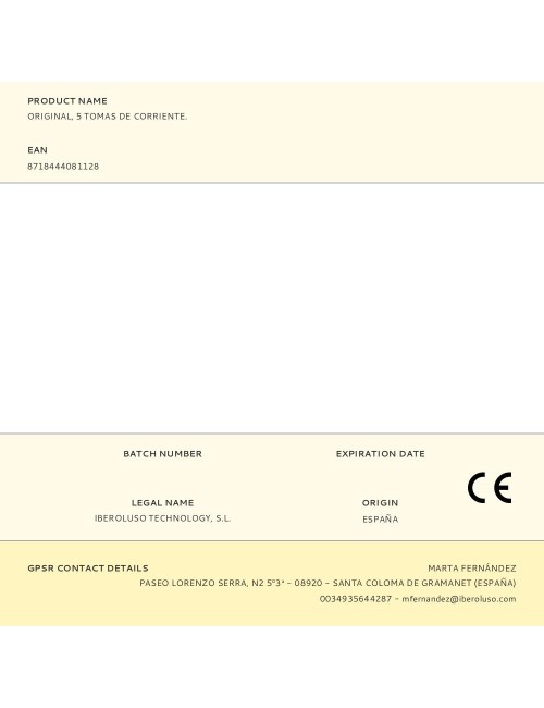 Original, 5 tomas de corriente.