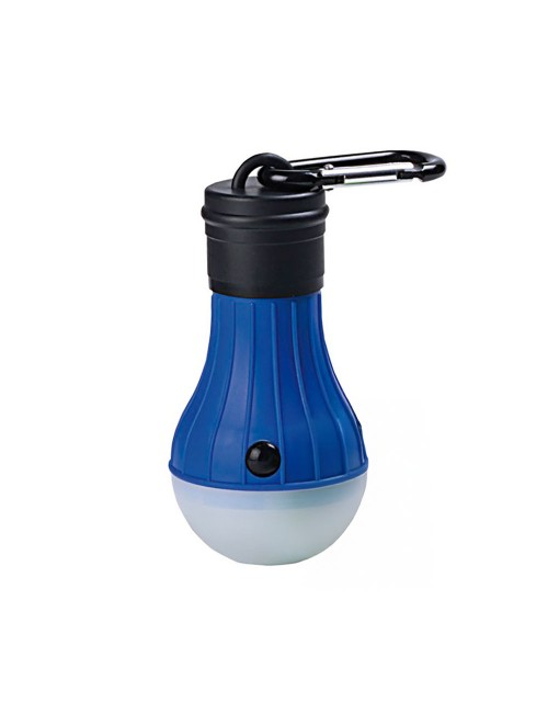 Linterna bombilla led con mosqueton 2 posiciones azul + 3 pilas aaa incluidas