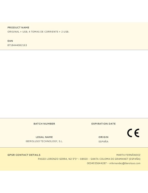 Original + usb, 4 tomas de corriente + 2 usb.