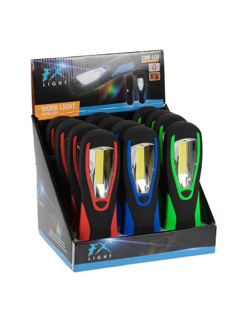 Linterna led de trabajo con gancho e imán, 3 x aa (no incluidas), colores surtidos