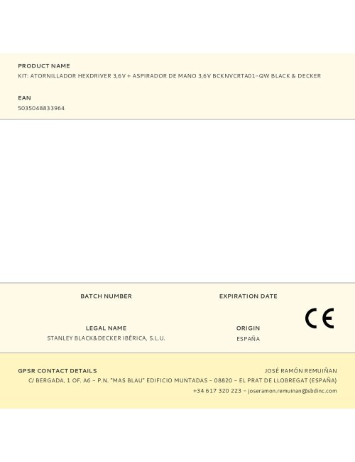 Kit: atornillador hexdriver 3,6v + aspirador de mano 3,6v bcknvcrta01-qw black & decker