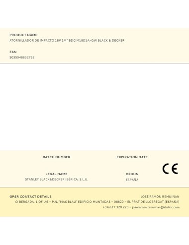 Atornillador de impacto 18v 1/4" bdcim18d1a-qw black & decker